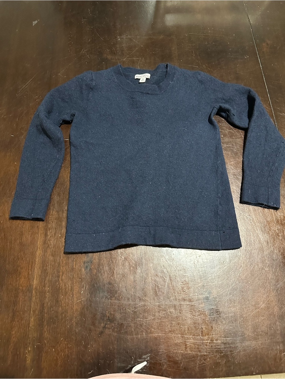 J. Crew Women's Navy Teddie Crewneck Sweater cotton wool blend see pics